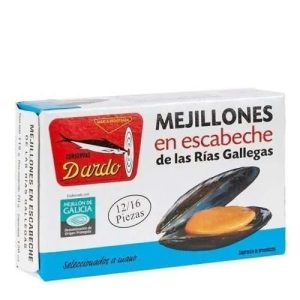 conservas dardo mejillones en escabeche de las rías gallegas 120ml