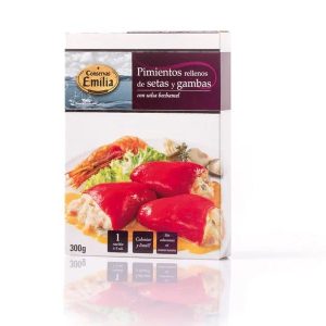 conservas emilia pimientos rellenos de setas y gambas con salsa bechamel
