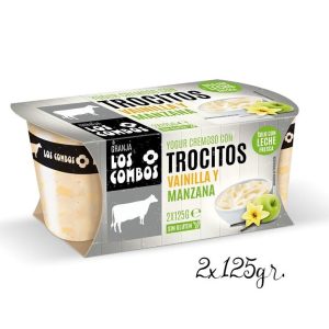 yogur cremoso con trocitos manzana y vainilla